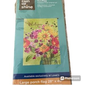 RAIN OR SHINE ART FLAG 28" X 40"  ‎ Welcome NWT